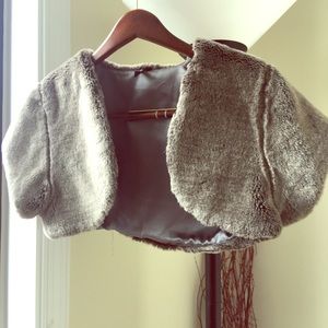 Sashimi prom shrug cover up silver grey faux fur